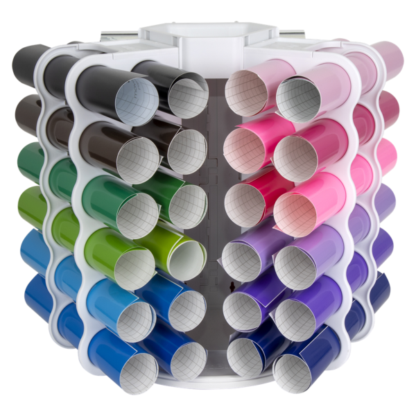 Organisateur Rouleau Vinyle 12 Compartiments - Étagère Rangement Tissu Oxford Gris