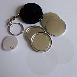 100 badges porte-cles deux faces plastique 37mm
